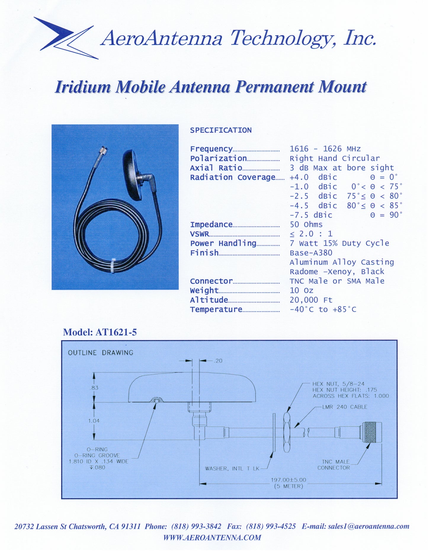 Iridium Mobile Antenna - Permanent Mount
